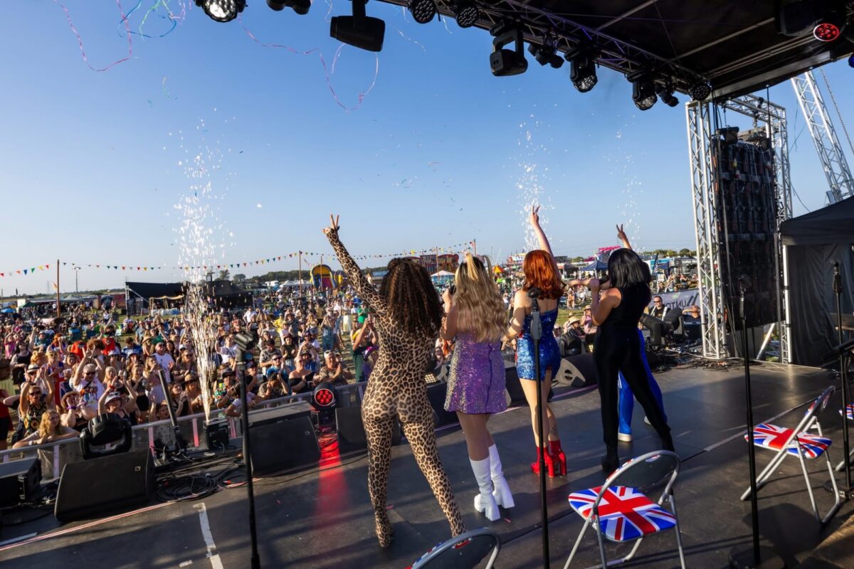 Spice Forever Spice Girls tribute act performing live dance routine on stage